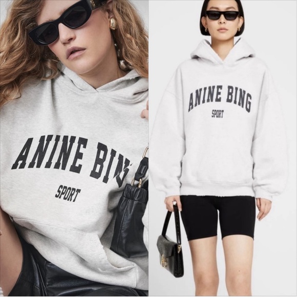 Anine Bing Tops - ANINE BING HARVEY Sweatshirt Grey Oversized SZ XS